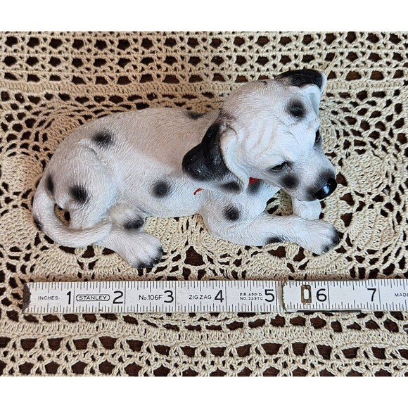 Adorable Dalmatian Puppy Dog Figurine Shelf Sitter White Spotted Red Bowtie - Picture 7 of 8